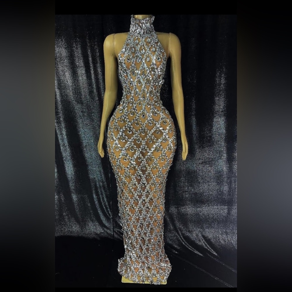 Midnight rhinestones diamond dress